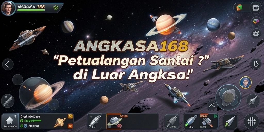 Tangkapan layar gameplay ANGKASA168 yang menunjukkan eksplorasi luar angkasa.