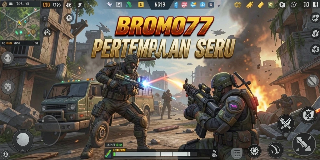 Gameplay BROMO77 dengan aksi tembak-menembak yang intens.