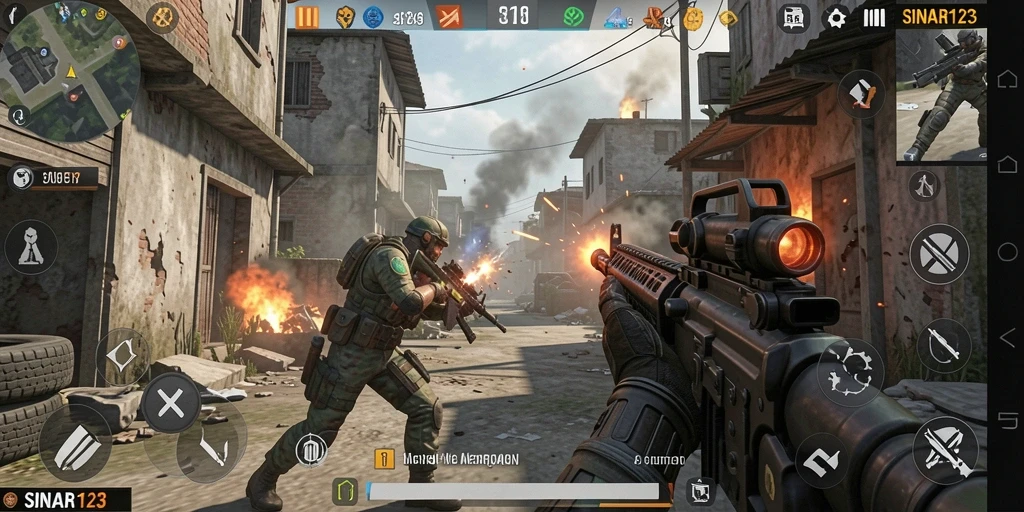 Screenshot gameplay SINAR123 dengan aksi menembak yang seru.