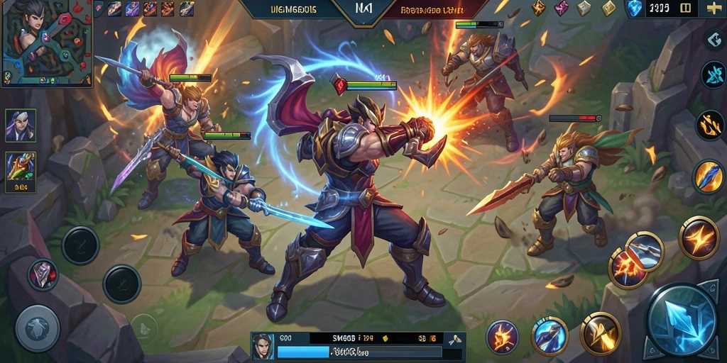Tampilan gameplay MOBA SM605 dengan aksi seru di arena pertarungan.